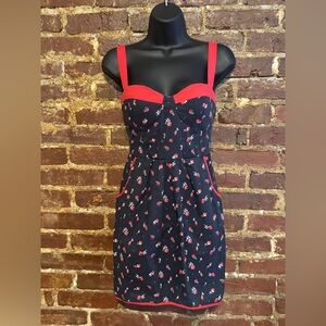 City Triangles Retro Inspired Floral Black and Red Dress Size 2